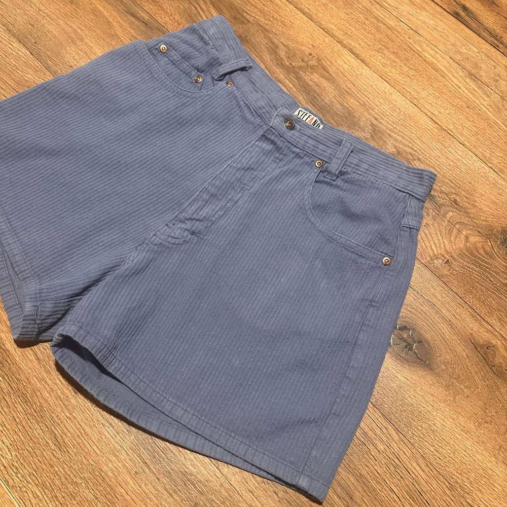 Vintage‎ Stefano Blue Corduroy High Waisted Shorts Womens Size 13 Mom Shorts